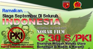 Korem 152 Babullah ajak Masyarakat Nobar Film Pemberontakan G 30 S/PKI