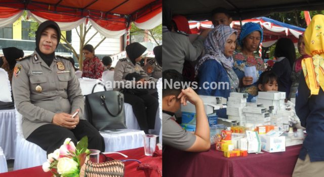 Peringati HUT Polwan dan Bhayangkari, Polda Malut Gelar Bakti Sosial dan Deklarasi Pemilu Damai