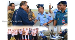 Danlanud Leo Wattimena Sambut Kedatangan Mentri Komunikasi Dan Informasi RI