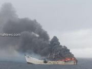 Kapal Terbakar di Perairan Halmahera Barat