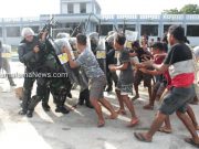 Penutupan Kegiatan Latihan Pratugas Pengamanan Pemilu, Lanal Morotai Gelar Simulasi Demo
