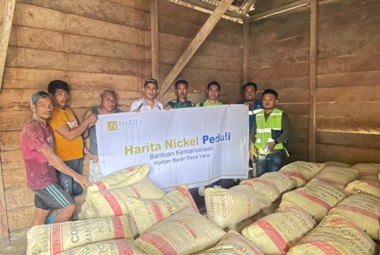Harita Nickel Salurkan Bantuan Logistik Bahan Bangunan, Peduli Korban Banjir Desa Yaba